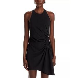 A.L.C. Women Black Viscose/Linen Rue Asymmetric Hem Mini Dress Size US 14